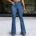 Fashionexport cross-border women's new arrivalspring & fall front and rear patchwork high-looking slimming look stretch mid-waist flared jeans
