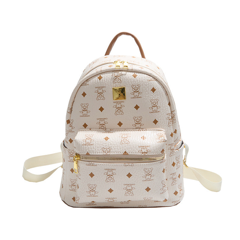 popular cute bearprinting women's backpack, large-capacity fashion mini backpack for students