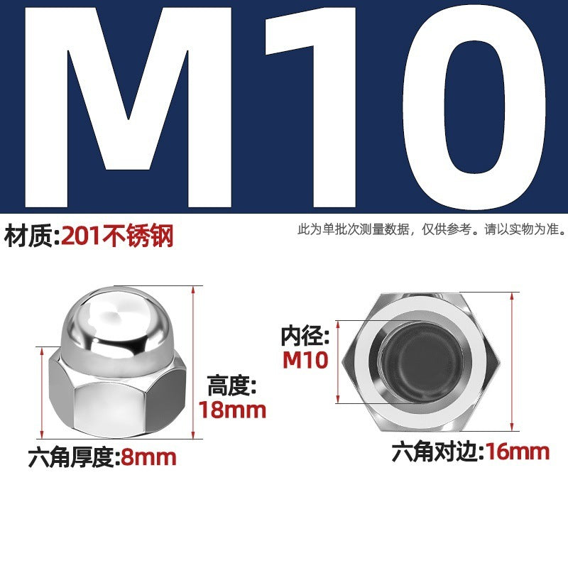 201 stainless steel round ball head hexagonal cover type nut decorative screw cap female cap integrated M4M5M6M8M24