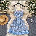 French romantic 3d rose lace cami dress - women's summer sexy slimming a-line dress