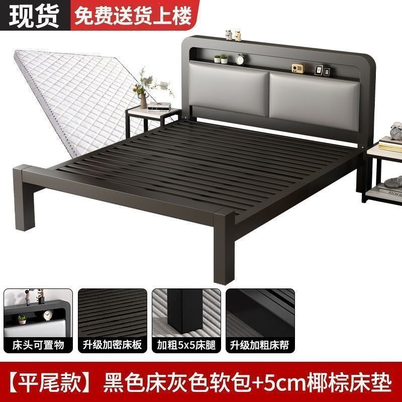 Iron frame bed double bed for home1.5 iron bed reinforced thickened1.8 economical kids single bed iron bed bedroom