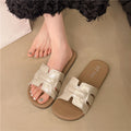 Flat soft leather sandals casual vacation trendy one-strap sandals women's summer new fashion versatile lightweight shoes