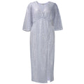 D3308 european and american plus size women's autumn new arrival loose v-neck fashion sequin slit maxi dress african plus size dress