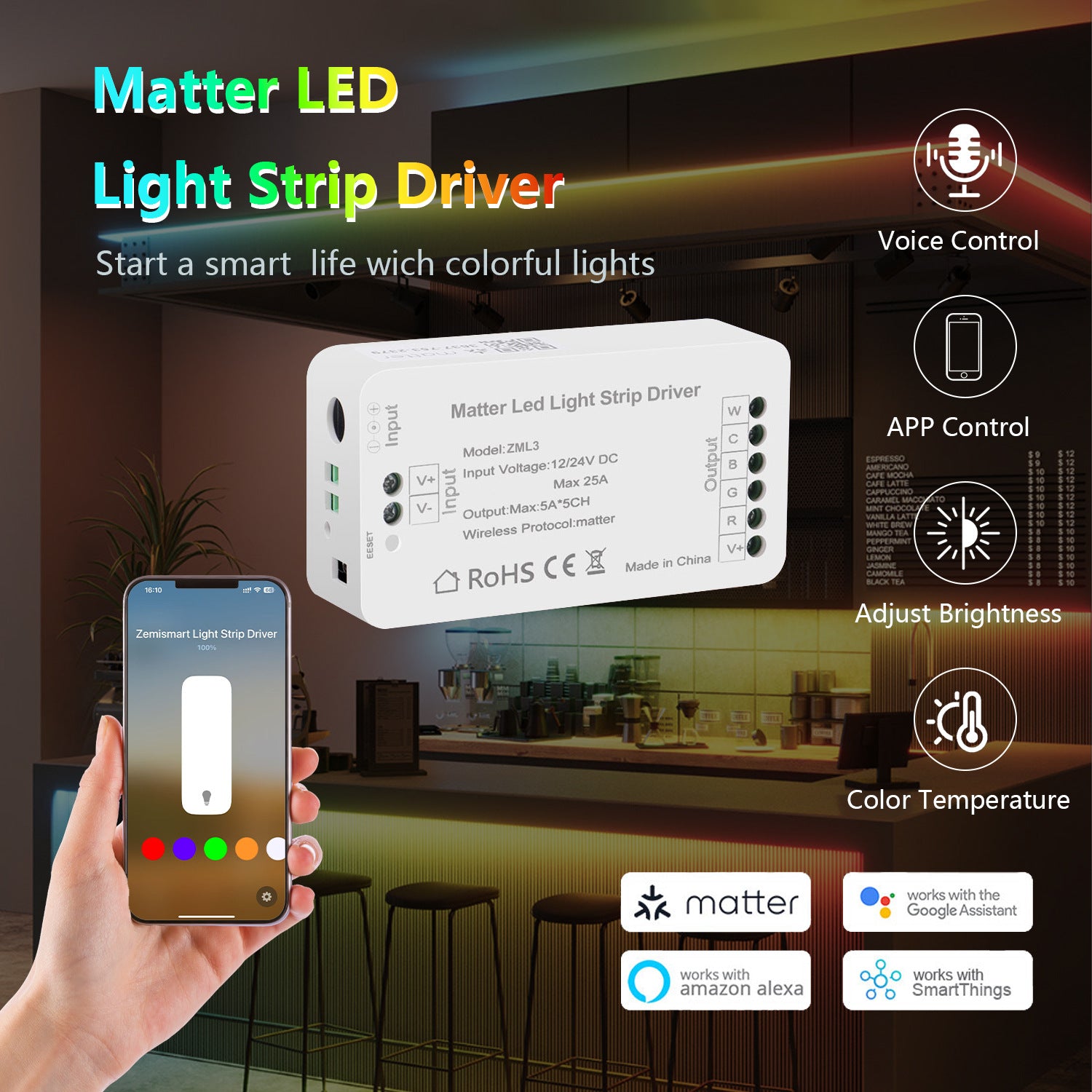 Wholesale matter24V intelligent controller RGBCWCCT dual color temperature homekit dimming color dimming intelligent lighting