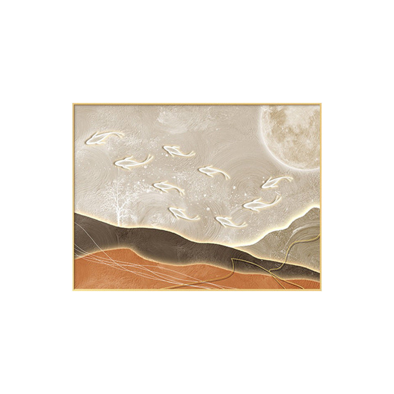 Nine fish map meter box decorative painting modern simplicity blocking restaurant distribution box power box free punching creative hanging painting