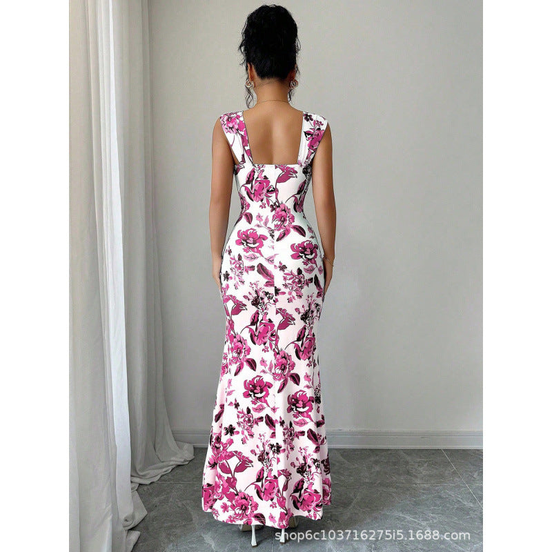 European and american cross-border women's fashion:  spring/summer new arrivals - sweet & fresh high-waisted printed tie-waist dress