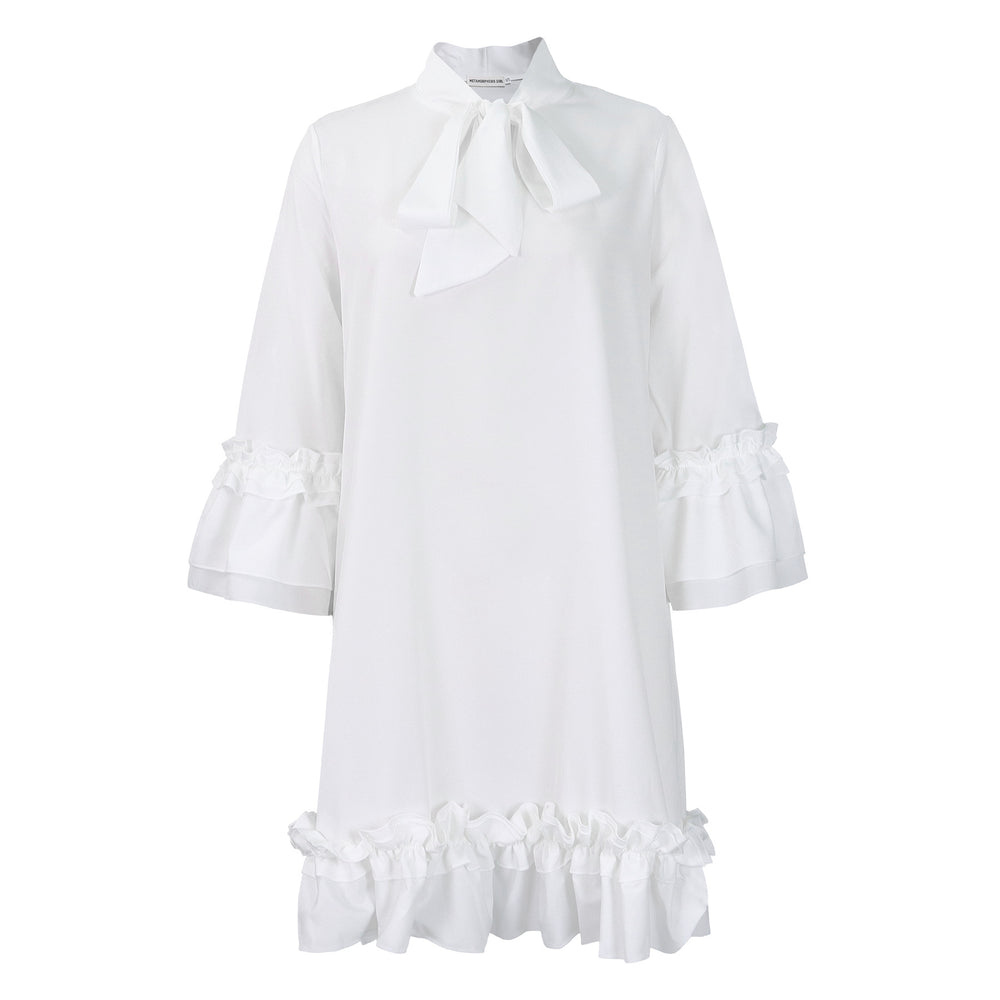 Plus size women's fashion:   summer collection - elegant, loose-fit, solid color african dress with ruffle trim and tie detail