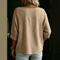 pastoral style linen doll tops side embroiderv neck three-quarter puff sleeves looseslimming lookshirt
