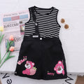 Girls' summer outfit: new striped tank top and shorts set with cartoon print - trendy european & american style, hot seller!