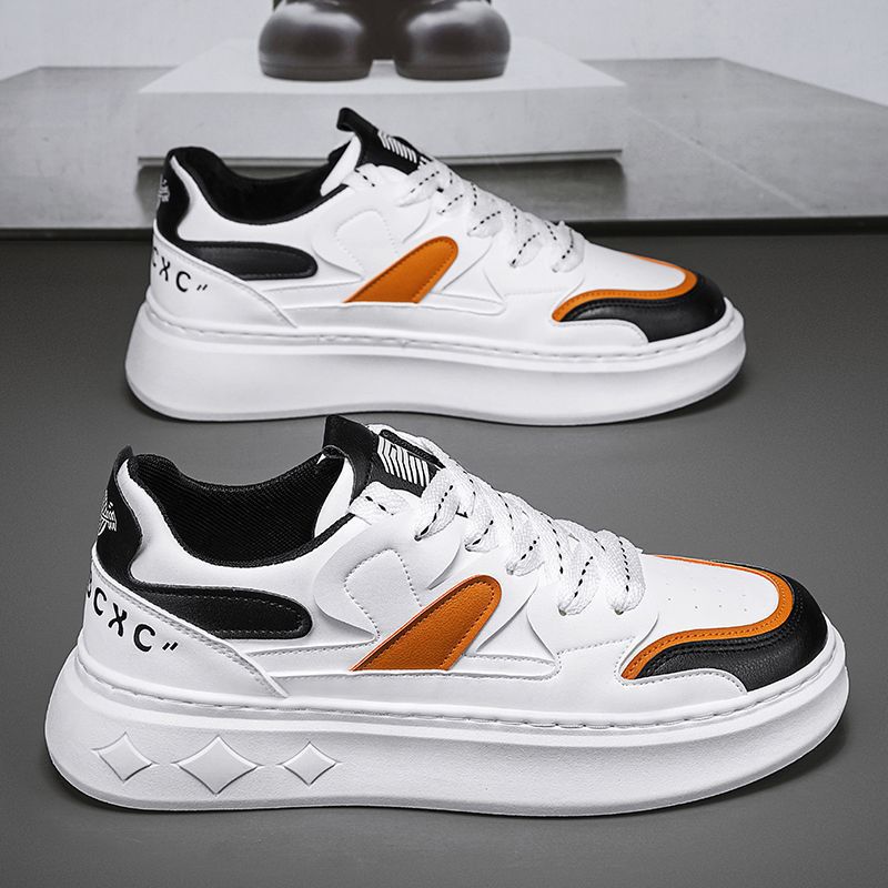 Men's winter trendy versatile low-top casual sneakers student sports thick-soled height-increasing white trendy shoes popular shoes