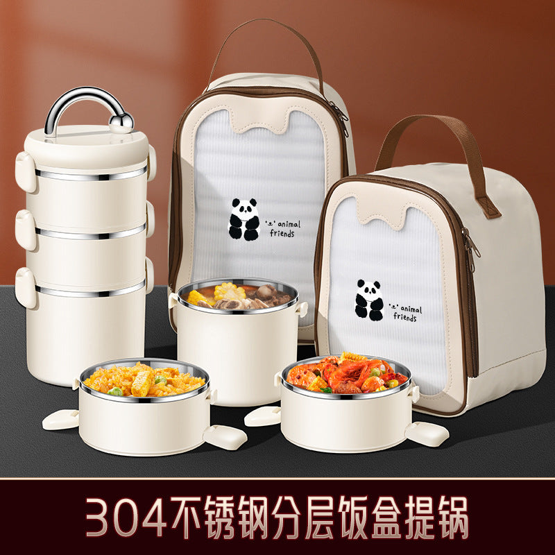 304 stainless steel thermal insulation lifting pot, portable thermal insulation bucket, portable for office workers, can be heated in microwave oven, multi-layer lunch box