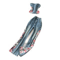 American retro floral embroidered denim two-piece set for women - summer slim fit, stylish and chic
