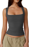 2025 european and american style amazon streetwear hot girl fashion square neck basic slim-fit sleeveless tank top women's undershirt