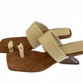 2026 new french retro square toe chunky heel thong sandals - women's summer outdoor wear with metal buckle detail