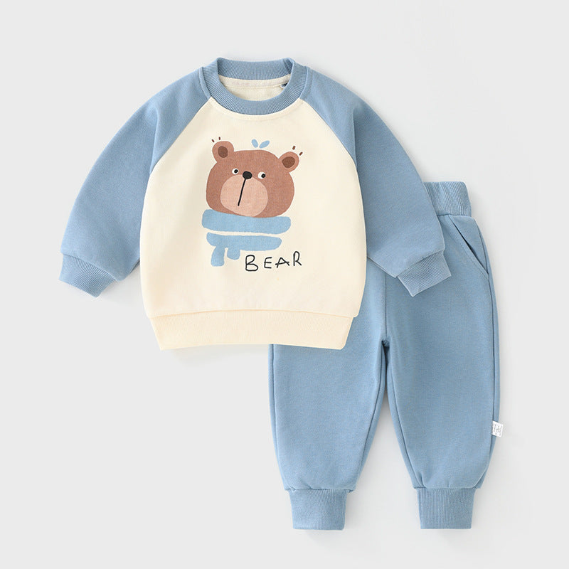 Kids' cartoon two-piece outfit: long-sleeve top and pants set - casual, autumn new arrivals for toddlers