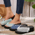 Flip-flops 2025 new arrival women's summer sanya seaside beach wedge heightening 5cm rhinestone sandals outwear slippers