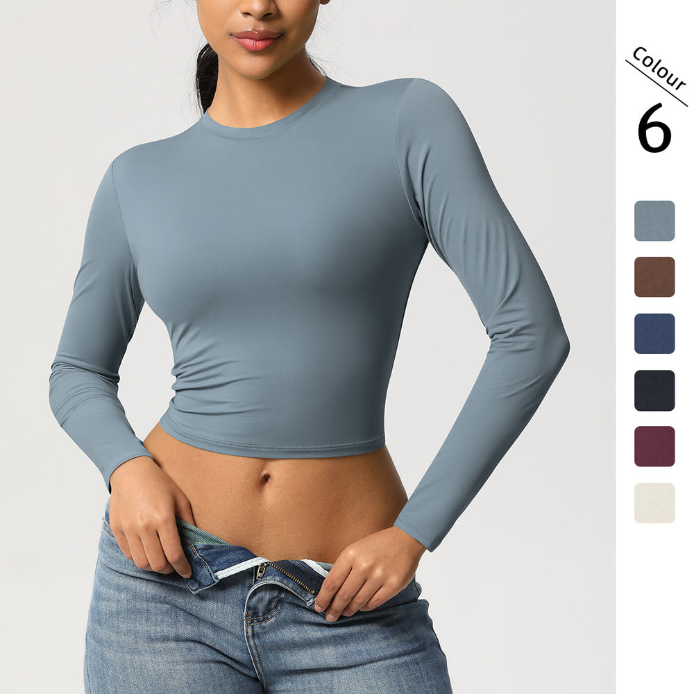 Ready-to-ship cross-border high-stretch quick-dry t-shirt yoga top pilates running workout fitness yoga long sleeve top