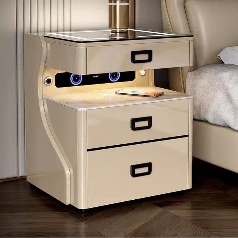 Smart home bedside table safe - all-in-one multifunctional wireless charging safe for bedroom bedside storage