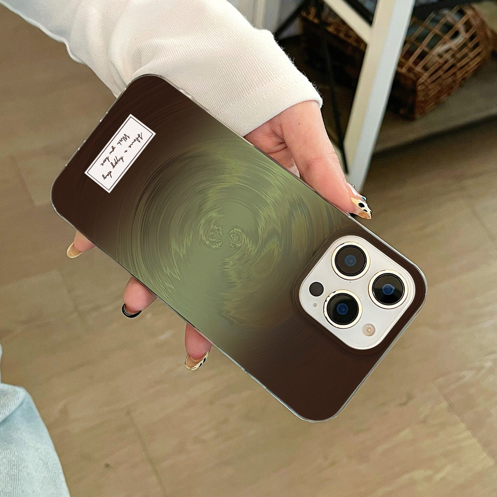 Hand-painted matcha swirl big hole phone case for apple 16, anti-drop iphone 17 fashionable trendy protective cover