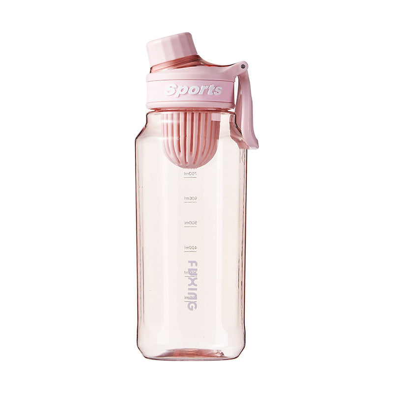minimalist sports water bottle - portable outdoor water bottle for men and women, high-value fitness tumbler with tea infuser, plastic cup