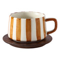Instagram-worthy creative ceramic coffee mug set - premium striped design, perfect for office afternoon tea, exquisite latte art, and a thoughtful gift. includes mug and saucer