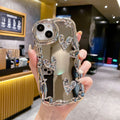 Three-dimensional wave electroplating suitable for apple 16pro bear mobile phone case iphone11 bead bracelet tpu protective cover