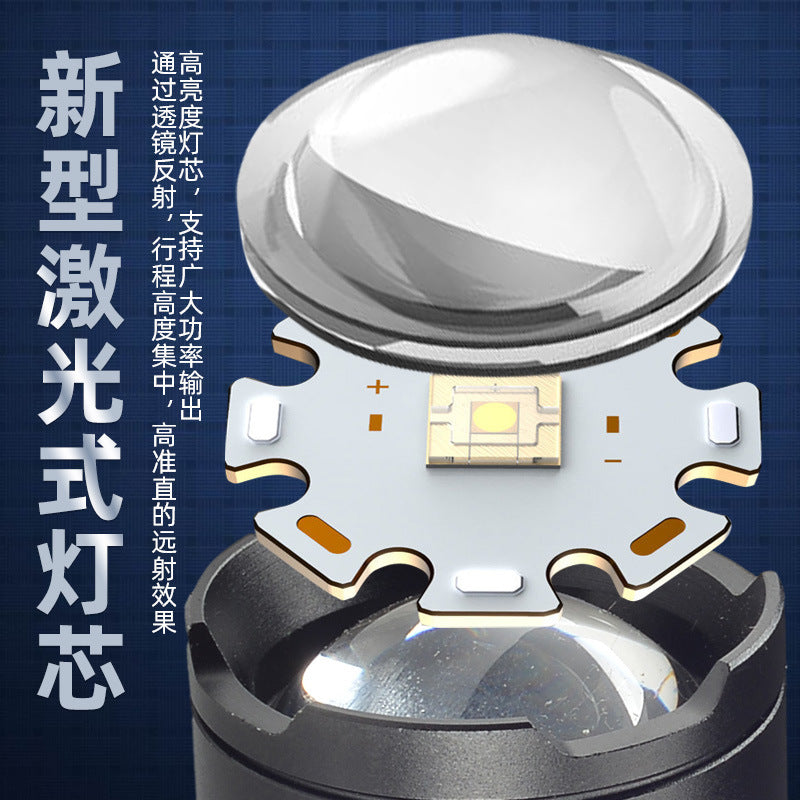 Cross-border white laser strong optical display LED long-range outdoor telescopic zoom night fishing USB charging strong light flashlight