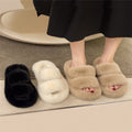 Fall and winter 2023new arrival fur slippers women's fashionoutwearstuffedthick sole slippers k-style cross strap home cotton slippers