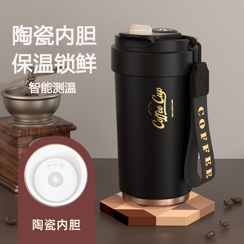 Wholesale 316 retro smart coffee mug - ceramic liner, insulated hot & cold water bottle, portable car cup, personalized engraving available