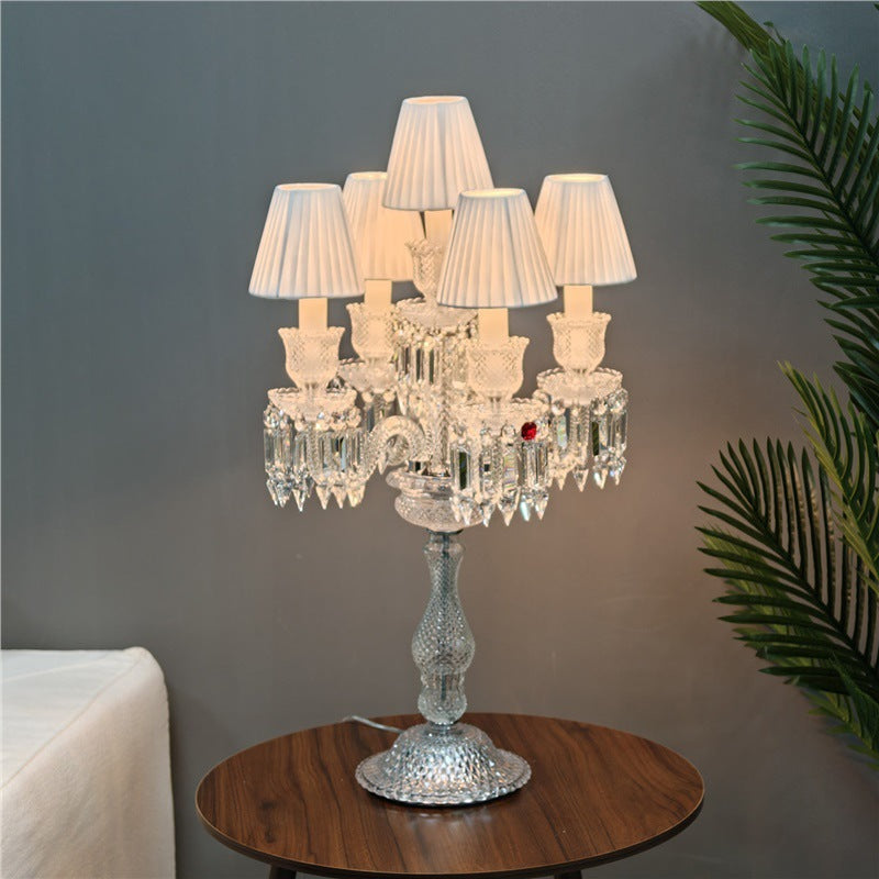 European-style light luxury living room crystal multi-head floor lamp, american modern minimalist glass elephant wedding sofa table lamp
