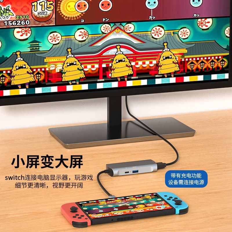 Type-c to hdmi expansion dock usb high-definition video capture card with loop-out 4k60hz multi-function converter