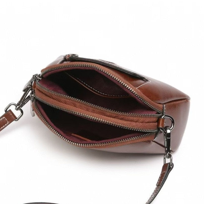 Tc genuine leather women's bag coin mobile phone bag 2025new arrival mahjong bag first layer cowhide single mini shoulder crossbody bag
