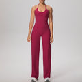 Cloud-feel quick-dry outdoor casual yoga set - tie-up sports bra with high-waisted straight-leg pants for running and fitness