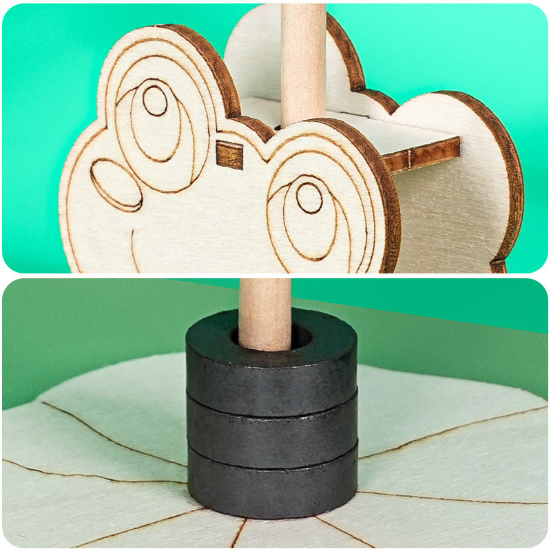Magnetic jumping frog wood technology small production manual DIY splicing steam student invention science experiment material package