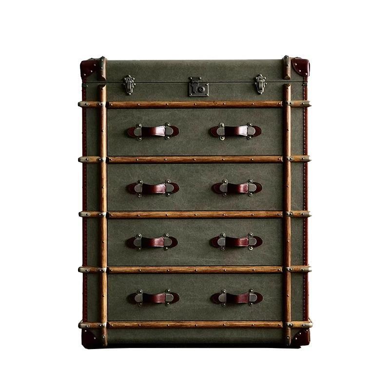 American retro storage cabinet bedroom box foyer entrance cabinet rattan large capacity storage house decoration cabinet furniture