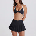 pleated skirt breathable bottom pants quick-drying fashion tape running sports high waist fitness short skirt tennis skirt suit