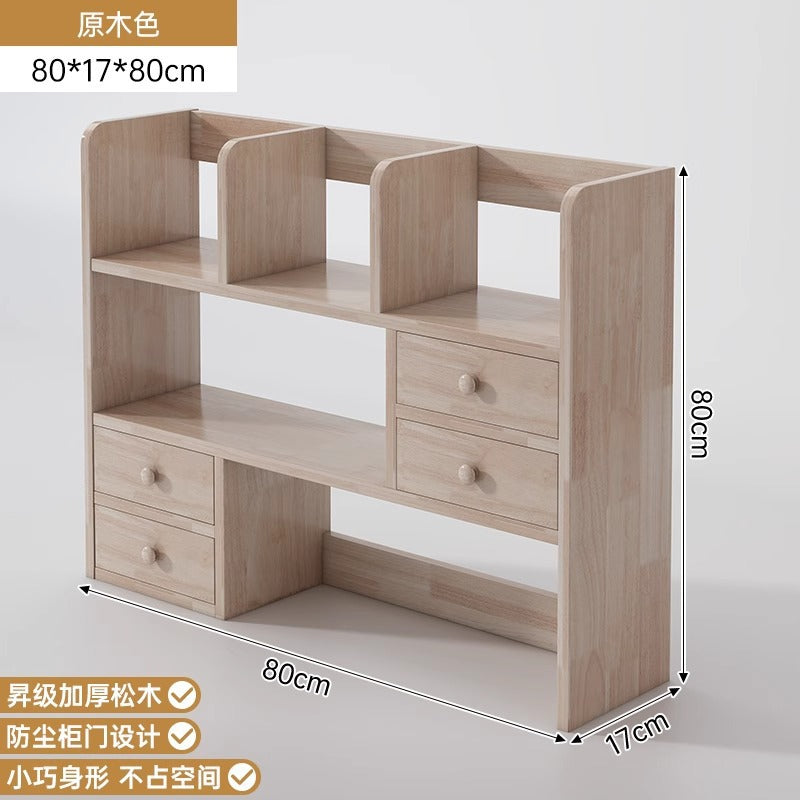 Solid wood color bookshelf Desktop shelf Children's desk Storage rack Household desk Small bookcase Office locker