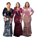 sourcing: luxury african fashion slim-fit korean velvet sequin evening gown dress