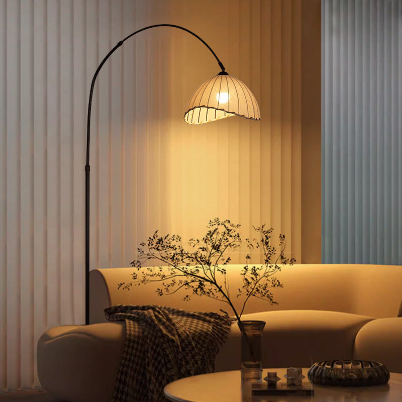Wabi-sabi style fishing lamp new arrival art cloth cover medieval living room bedroom sofa next to corner retro atmosphere floor lamp
