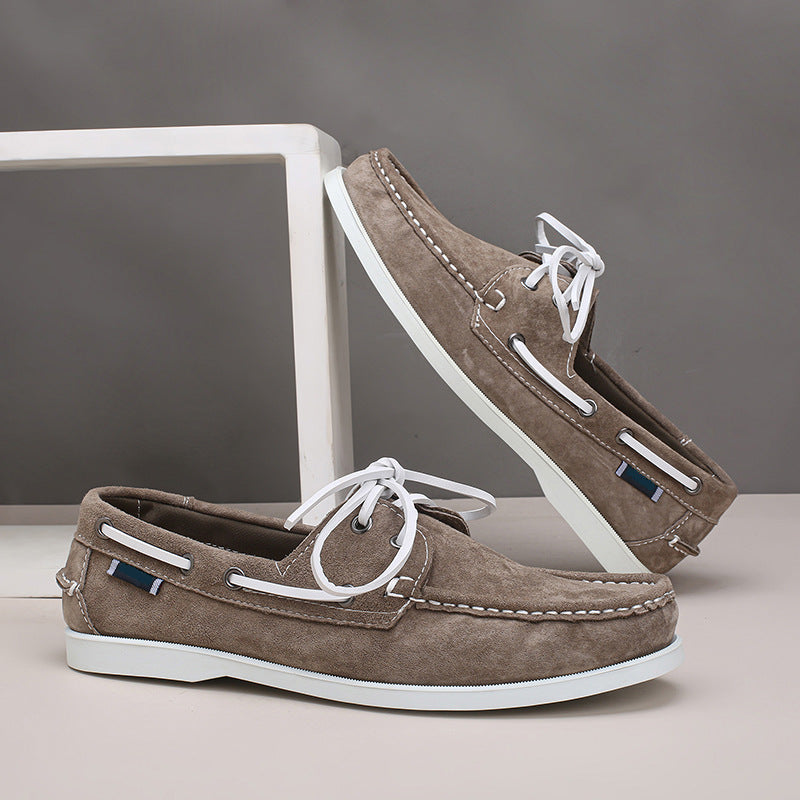 Casual lightweight boat shoes export cross-border plus size men's shoes maillard hand-sewn business men's shoes large quantity discount
