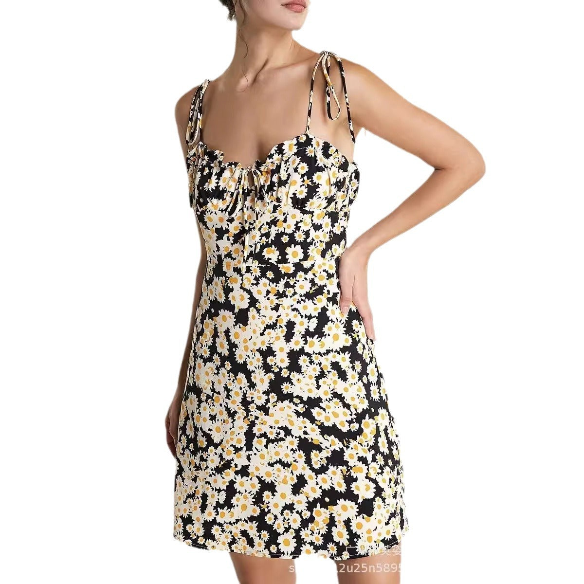 Spot shein popular European and American fashion sweet and spicy straps suspender slim dress floral short skirt women's skirt