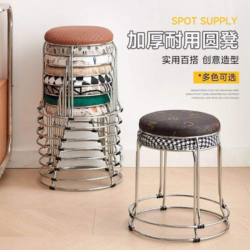 Soft stool, durable shoe changing stool, casual stool, for home bench, solid wood surface low stool, round stool, thickened steel stool