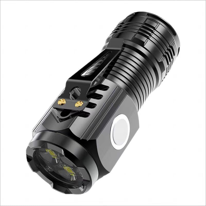 Three-eye small steel cannon flashlight, strong light, rechargeable, super bright, portable, outdoor lighting, long-distance shooting, home student dormitory light