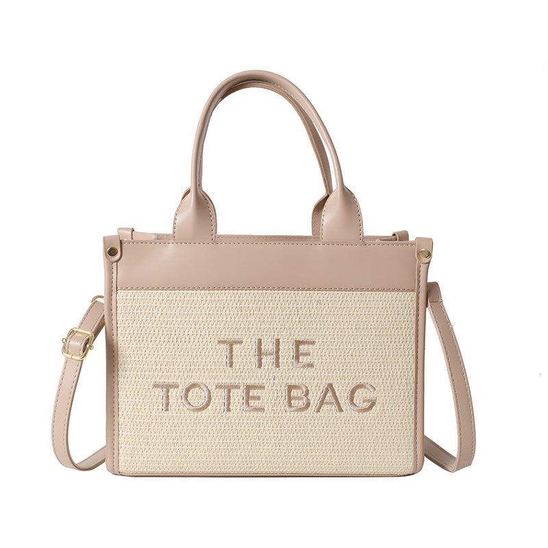 Straw woven tote bag summernew arrival bag for women cross-border small square bag letter patchwork tote bag export women's bag
