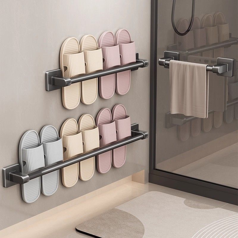 Bathroom slipper rack, punch-free bathroom storage rack, handy gadget gun gray toilet wall-mounted drain shoe storage rack