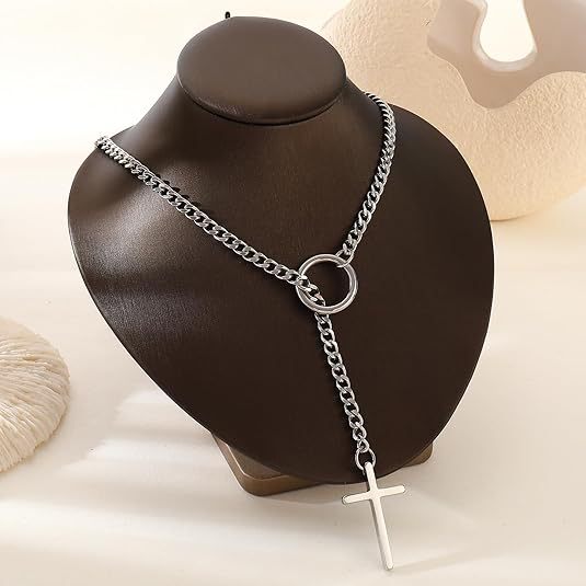 European and american style versatile cross necklace - minimalist punk hip-hop men's statement jewelry - dropshipping available