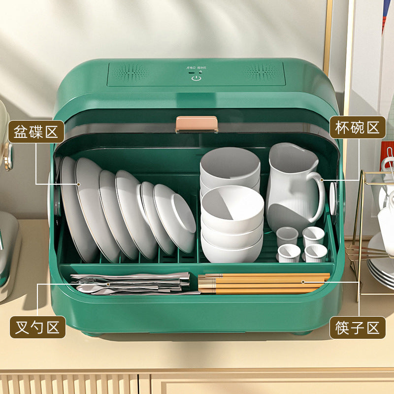 Kitchen for home disinfection dish rack bowls and chopsticks drain storage countertop covered tableware bowls and plates small cupboard
