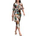 cross-border e-commerce women's fashion: european and american summer new arrivals - elegant and chic printed v-neck tie-waist dress