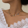 Fashion cross-border jewelry creative handmade fresh necklace female painting oil small pendant straight stick hanging mixed cut dripping oil clavicle chain