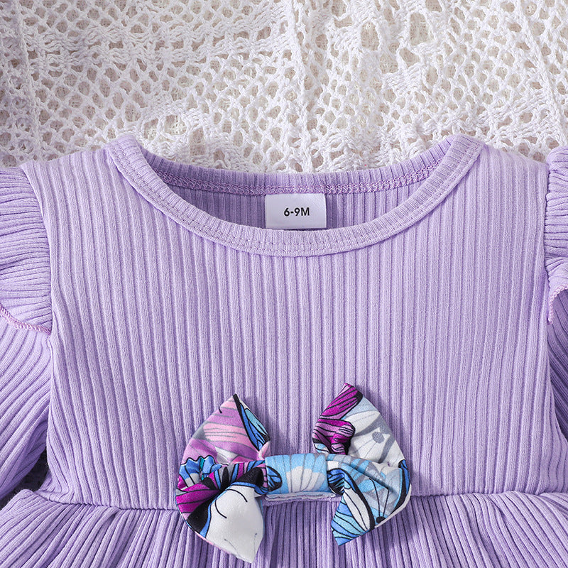 spring/autumn baby girl long-sleeve top & pants two-piece set - casual infant printed pants outfit